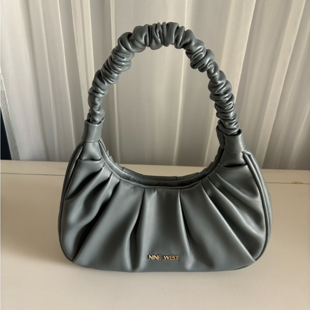 Nine West Slate Blue Gathered Shoulder Bag